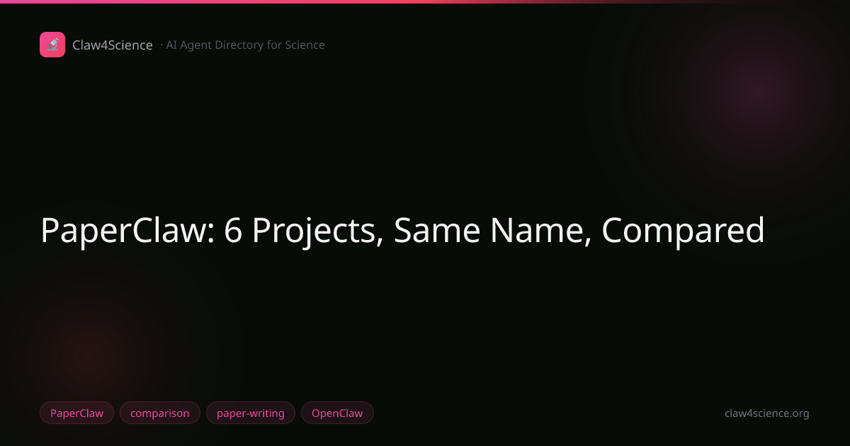 PaperClaw: 6 Projects, Same Name, Compared