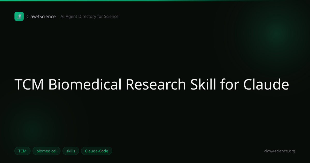 TCM Biomedical Research Skill for Claude